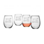Stemless Wine Glasses // Shady Beach // Set of 4 (Stemless Wine Glasses // Set of 4)