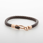 Jean Claude Jewelry // Leather "D" Clamp Bracelet // Brown + Rose Gold