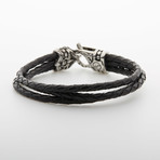 Jean Claude Jewelry // Multi-Layer Rope Engraved Closure Bracelet // Black