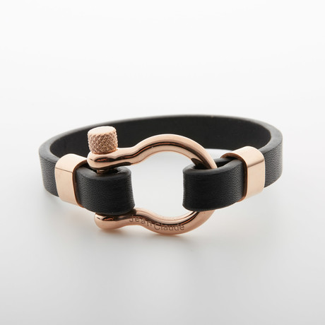 Jean Claude Jewelry // "D" Clamp Bracelet // Black + Rose Gold