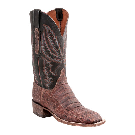Caiman Crocodile Belly Tail Horseman Style Boot // Rust Belize (US: 7)