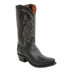 Ultra Belly Caiman Crocodile Belly Tail Western Square Toe Boot // Black (US: 8.5)