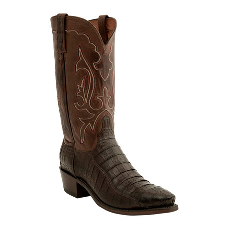 Ultra Belly Caiman Crocodile Belly Tail Western Boot // Brown (US: 7)