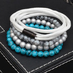 Beaded + Paracord Bracelet // Teal + White // 4 pack