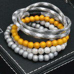 Beaded + Paracord Bracelet // Grey + Yellow // 4 Pack