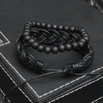 Black Out V2 Bead + Leather + Cord Bracelet // Black // 4 Pack