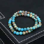 Sea Sediment Jasper Beaded Bracelet // Sky Blue // 2 Pack