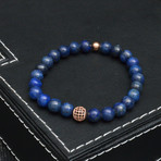 Lapis Lazuli + Rose Gold Beaded Bracelet // Blue + Rose Gold // 2 Pack