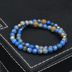 Sea Sediment Jasper Beaded Bracelet // Royal Blue // 2 Pack