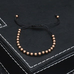 Metallic Bead + Cubic Zirconia Pull Closure Bracelet // Rose Gold + Black // 3 Pack