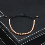 Metallic Bead + Cubic Zirconia Pull Closure Bracelet // Rose Gold + Black // 3 Pack