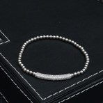 Metallic Bead + Cubic Zirconia Bracelet // Silver + Gold // 2 Pack