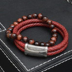 Red Tiger Eye Leather Bracelet