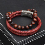 Red Tiger Eye Leather Bracelet