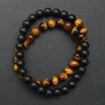 Double Wrap Tiger Eye + Onyx