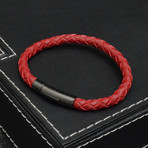 Woven Leather Bracelet // Red + Black