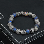 The King Cubic Zirconia Ball Bracelet // Gold + Blue + Silver