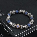 The King Cubic Zirconia Ball Bracelet // Gold + Blue + Silver