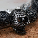 The All Star Cubic Zirconia Ball + Skull Bracelet // Black