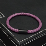 Simple Bead + Leather Bracelet // Black + Purple // 4 Pack