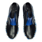 Colorful Sole Lace-Less Hi-Top Sneaker Boot // Black + Blue (Euro: 40)