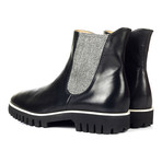 Herringbone Elastic Lug Sole Chelsea Boot // Black + Grey (Euro: 40)