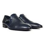 Contrast Trim Buckle Strap Captoe Loafer // Navy Blue (Euro: 41)