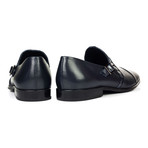 Contrast Trim Buckle Strap Captoe Loafer // Navy Blue (Euro: 47)