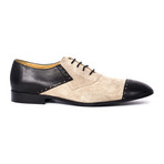 Mixed Texture Color Blocked Captoe Oxford // Black + Cappucino (Euro: 45)