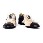 Mixed Texture Color Blocked Captoe Oxford // Black + Cappucino (Euro: 43)