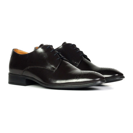 Shiny Perforated Toe Derby // Black (Euro: 40)