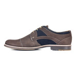 Contrast Stitched Mixed Panel Perforated Captoe Derby // Brown + Black (Euro: 42)