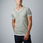Ultra Soft Hand Dyed V-Neck // Stressed Military Green (L)