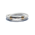 White And Gold Leather Bracelet (Length: 7”)