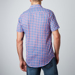 Jason Short-Sleeve Check Button-Up // Pink + Blue (XL)