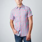 Jason Short-Sleeve Check Button-Up // Pink + Teal (L)