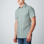 Jason Short-Sleeve Check Button-Up // Green + White (2XL)