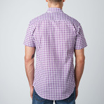 Jason Short-Sleeve Check Button-Up // Purple + White (XL)