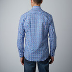 Don Abstract Squares Button-Up Shirt // Blue (L)