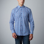 Don Abstract Squares Button-Up Shirt // Blue (L)
