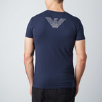 Eagle Back Logo V-Neck Tee // Marine (L)