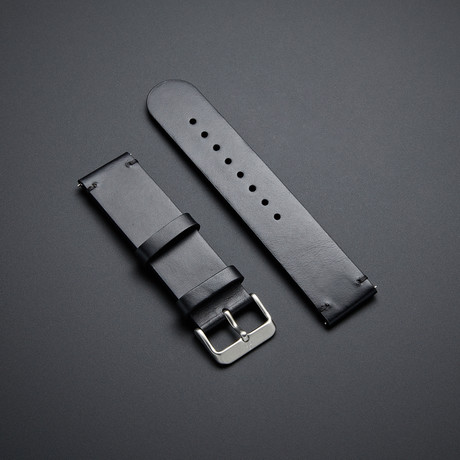Leather Strap + Quick Release // Black (Stainless Steel Buckle)