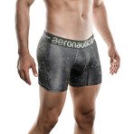 Map Printed Boxer Short // Black (L)