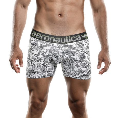 Seal Printed Boxer Short // White (S)