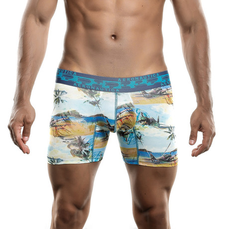 Beach Printed Boxer Short // Blue (S)