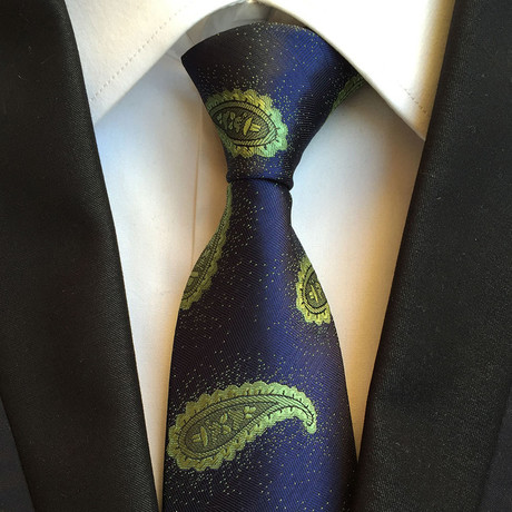 Handmade Tie // Blue + Green Paisley