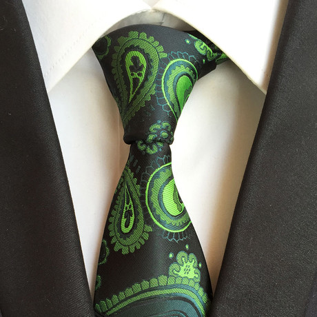 Handmade Tie // Green Blue Paisley