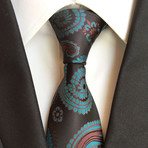 Handmade Tie // Brown + Blue Paisley