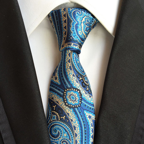 Handmade Silk Tie // Blue Paisley