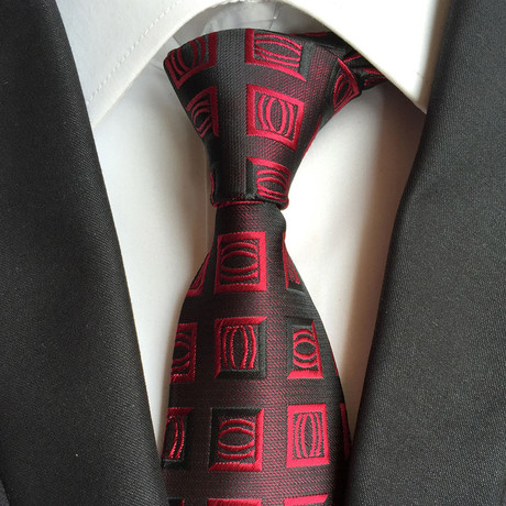 Handmade Tie // Black Red Pattern